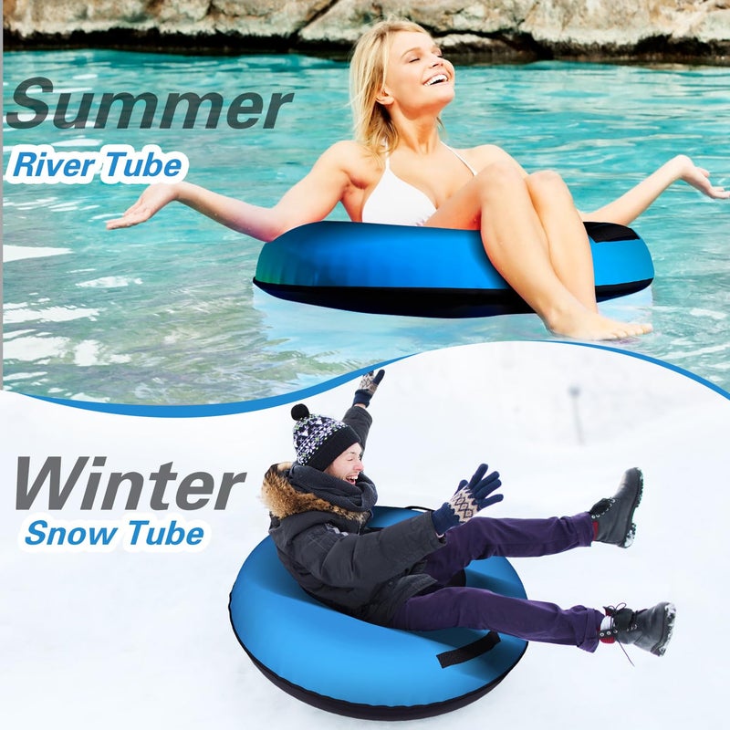 Danrelax 44 Inch Snow Tube & River Tube with 500D Premium Canvas Cover, Family Towable Snow Tubing, Snow Sled for Sledding Heavy Duty, Snow Tube with Cover for Winter Outdoor Sports, Green - Image 5