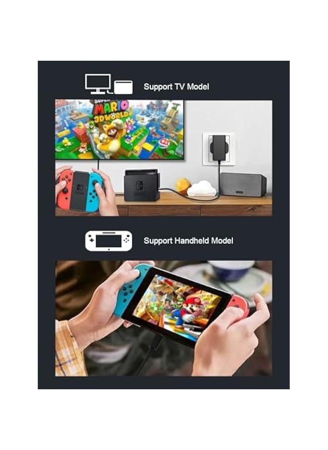 Generic For Nintendo Switch Charger Cable Ac Power Adapter for Switch lite, Dock, OLED, Pro Controller UK Plug 15V 2.6A Fast Charging Support TV Mode  - Image 4