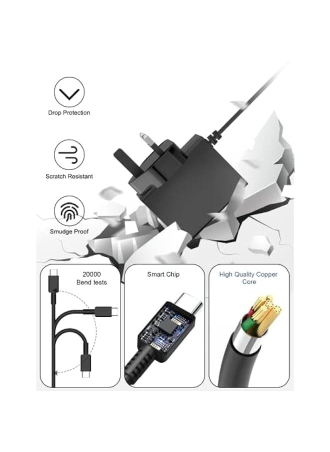 For Nintendo Switch Charger Cable Ac Power Adapter for Switch lite, Dock, OLED, Pro Controller UK Plug 15V 2.6A Fast Charging Support TV Mode