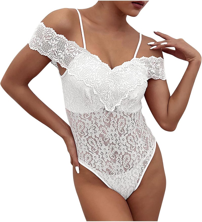 woobles Women's Square Neck Long Sleeve Top Bodysuit Jumpsuit Second-Skin Feel Tops Sexy Body Suits Women Clothing 016-white - Image 1