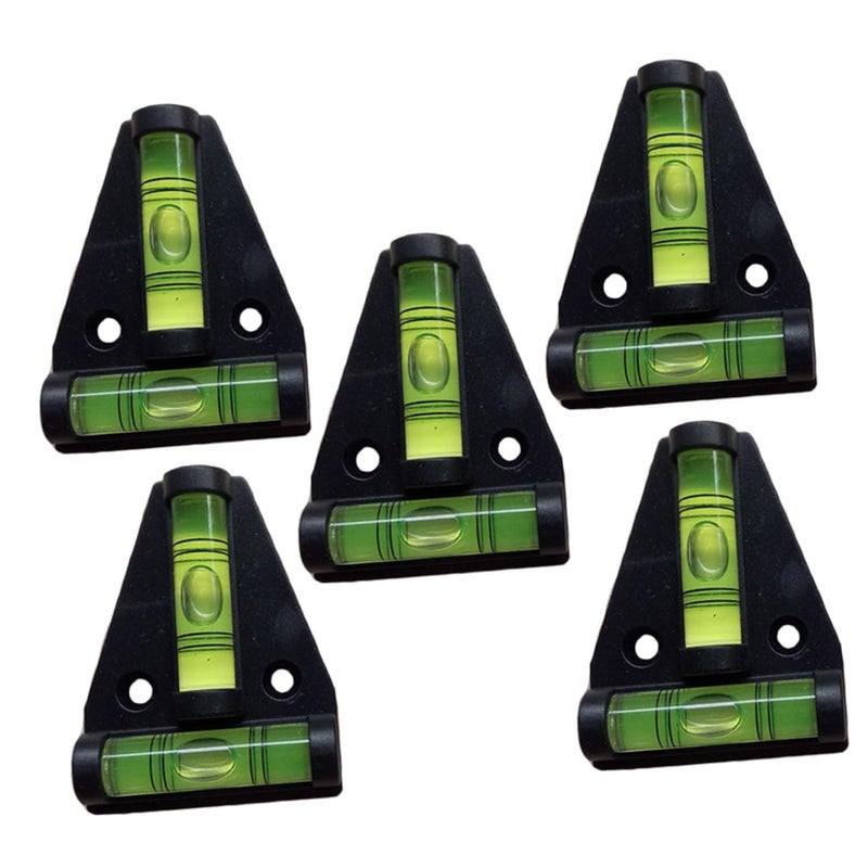 Mini Precision Bubble Levels 5pcs Black Plastic with Dual Mounting Holes for Horizontal Vertical Measurement and DIY Projects - Image 2