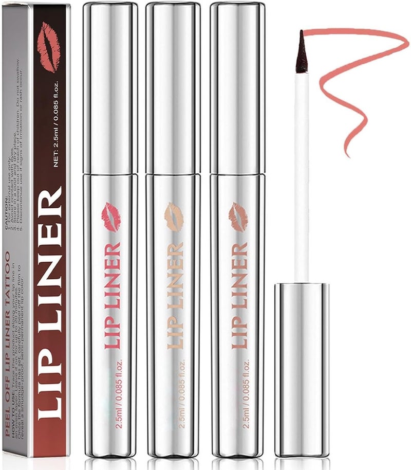 3Pcs Lip Stain Peel OffPeel Off Lip Liner Stain TattooMatte Lip Tattoo Long Lasting Waterproof Transferproof Lip Stains for Women Easy to Peel Lip Liner 1 Count Pack of 3