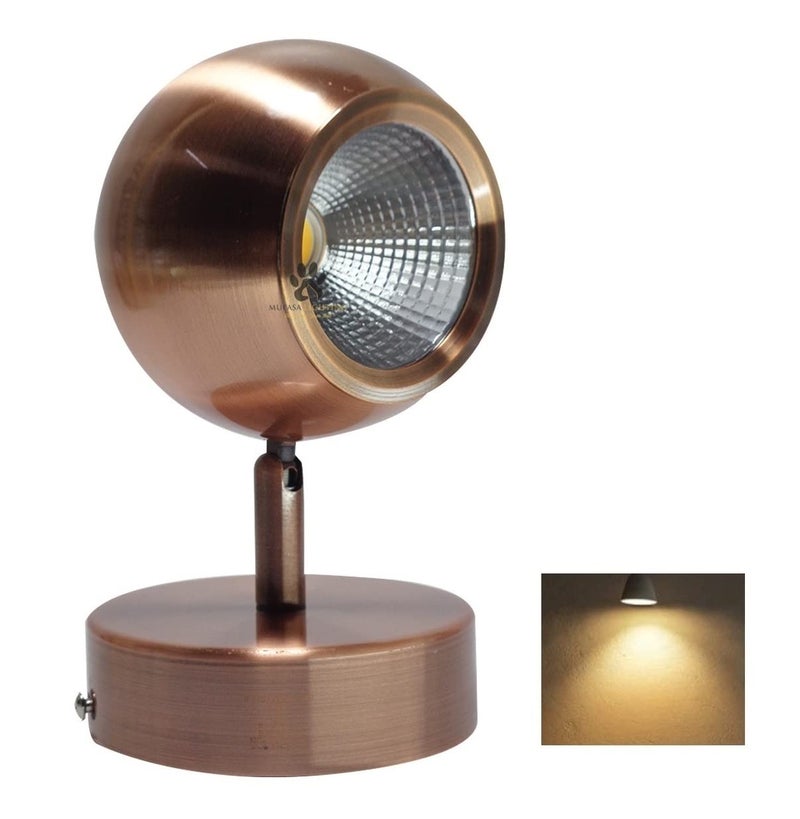 Mufasa 3 Watts Ball Spot 4.5Inch Rose Gold Finish LED Spotlight Focus Light Bedroom Reading Display Vanity Wall Light (Please Check Dimensions Image) (Warm White) - Image 1