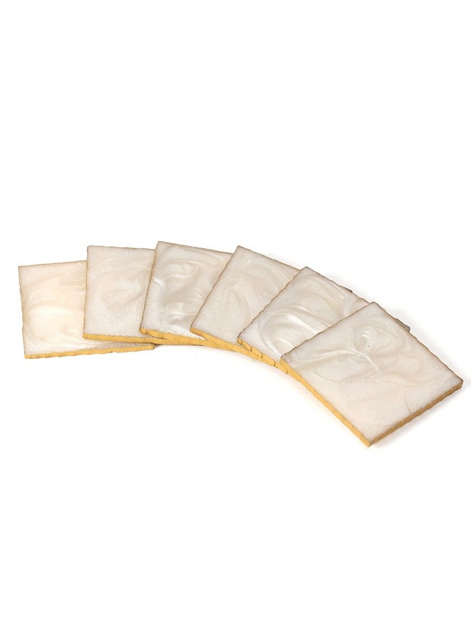 DULI Set of 6 Premium Square Shape Resin Coasters Tea,Coffee Coasters,Tea Coasters, Coffee Coasters, Chai Pyali (10 * 10 cm) (ResinCoastersSquare: Cream) - Image 2