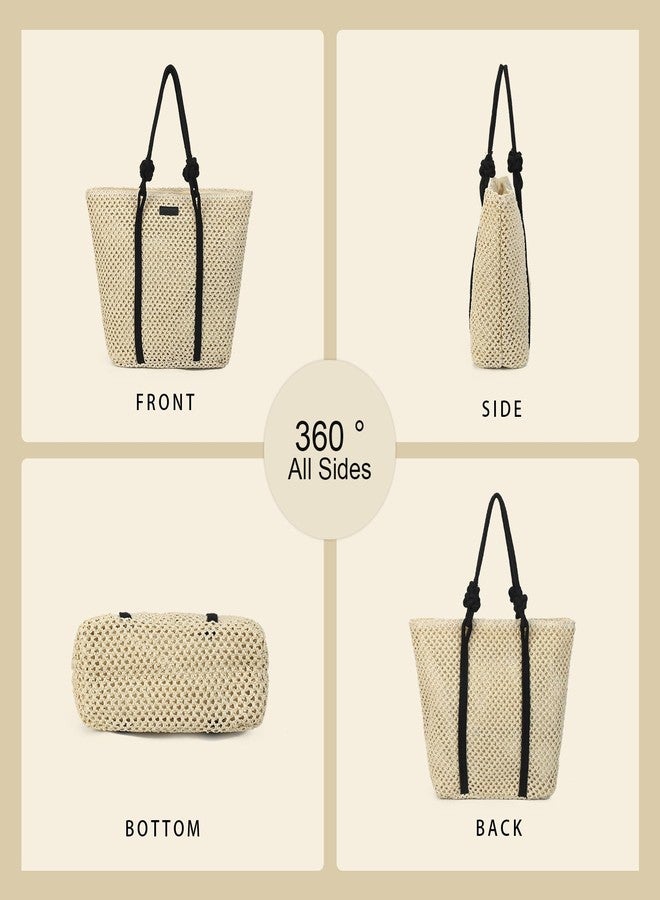 Gladdon Straw Beach Bags for Women Woven Beach Tote Bag Casual Boho Large Shoulder Handbags for Vacation Holiday Beige - Image 5