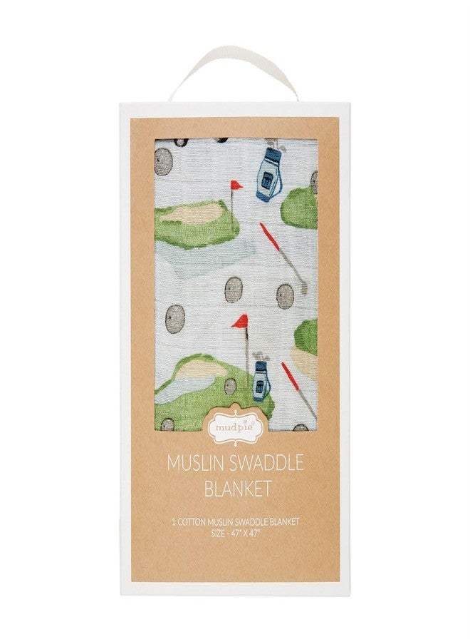 Mud Pie Muslin Swaddle, Golf , 47x47 Inch (Pack of 1) - Image 2