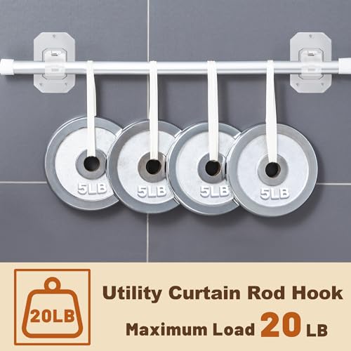 Codoule 2PCS No Drill Curtain Rod Brackets,Curtain Rod Holders No Drilling,Adhesive Curtain Rod Hooks,Nail Free Adjustable Curtain Hangers,Lokinsetin Perforated Non Nail Screw Stick On Sticky Drape Pole Stand - Image 4