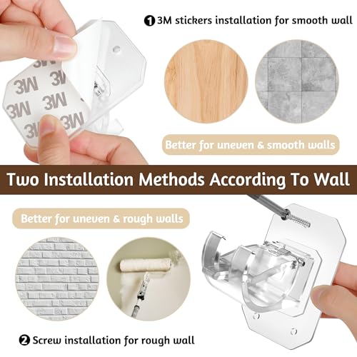 Codoule 2PCS No Drill Curtain Rod Brackets,Curtain Rod Holders No Drilling,Adhesive Curtain Rod Hooks,Nail Free Adjustable Curtain Hangers,Lokinsetin Perforated Non Nail Screw Stick On Sticky Drape Pole Stand - Image 3