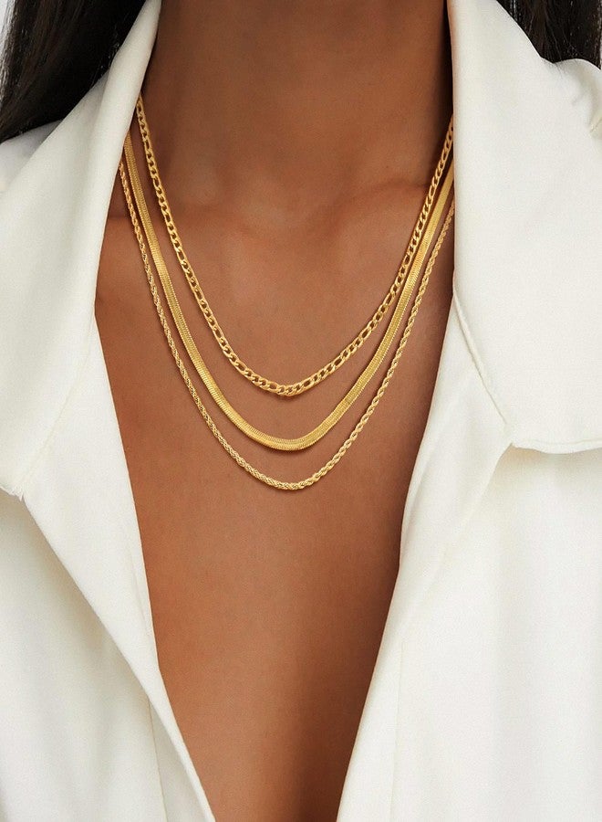 ام بيرينبو قلادات MPRAINBOW الذهبية متعددة الطبقات للنساء، سلاسل مطلية بالذهب عيار 18 قيراطًا، سلسلة كوبية قابلة للتكديس، مجوهرات عصرية مضادة للحساسية، هدية مثالية لها في أعياد الميلاد وحفلات الزفاف وحفلات التخرج. - Image 3