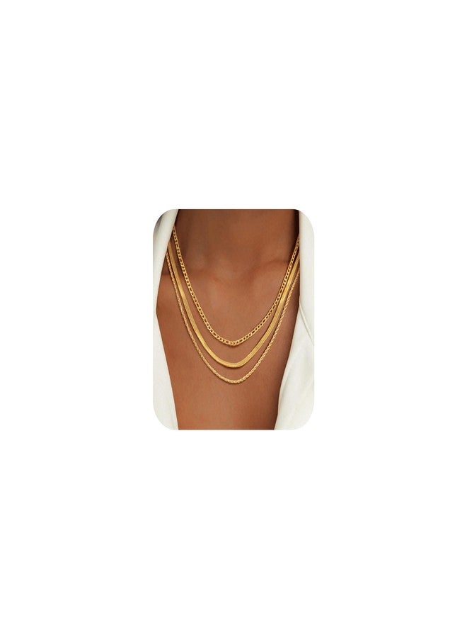 ام بيرينبو قلادات MPRAINBOW الذهبية متعددة الطبقات للنساء، سلاسل مطلية بالذهب عيار 18 قيراطًا، سلسلة كوبية قابلة للتكديس، مجوهرات عصرية مضادة للحساسية، هدية مثالية لها في أعياد الميلاد وحفلات الزفاف وحفلات التخرج. - Image 1