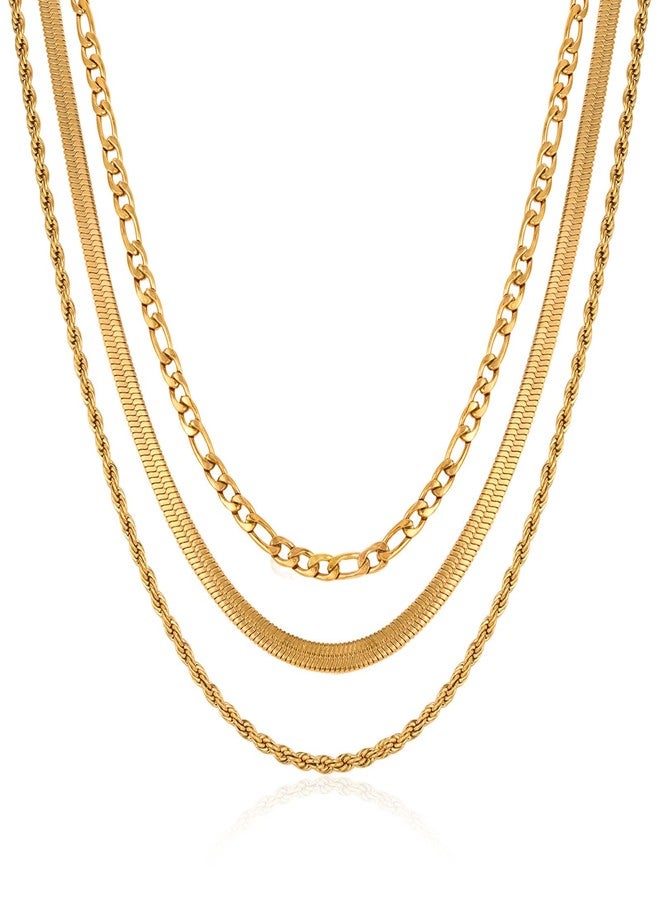 ام بيرينبو قلادات MPRAINBOW الذهبية متعددة الطبقات للنساء، سلاسل مطلية بالذهب عيار 18 قيراطًا، سلسلة كوبية قابلة للتكديس، مجوهرات عصرية مضادة للحساسية، هدية مثالية لها في أعياد الميلاد وحفلات الزفاف وحفلات التخرج. - Image 2