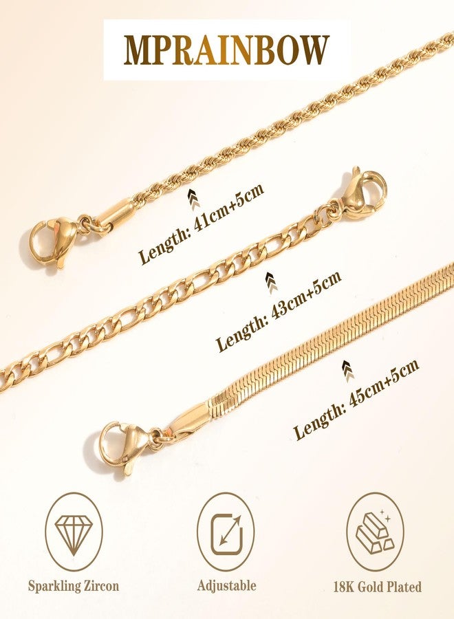 ام بيرينبو قلادات MPRAINBOW الذهبية متعددة الطبقات للنساء، سلاسل مطلية بالذهب عيار 18 قيراطًا، سلسلة كوبية قابلة للتكديس، مجوهرات عصرية مضادة للحساسية، هدية مثالية لها في أعياد الميلاد وحفلات الزفاف وحفلات التخرج. - Image 5