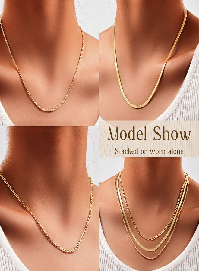 ام بيرينبو قلادات MPRAINBOW الذهبية متعددة الطبقات للنساء، سلاسل مطلية بالذهب عيار 18 قيراطًا، سلسلة كوبية قابلة للتكديس، مجوهرات عصرية مضادة للحساسية، هدية مثالية لها في أعياد الميلاد وحفلات الزفاف وحفلات التخرج. - Image 4