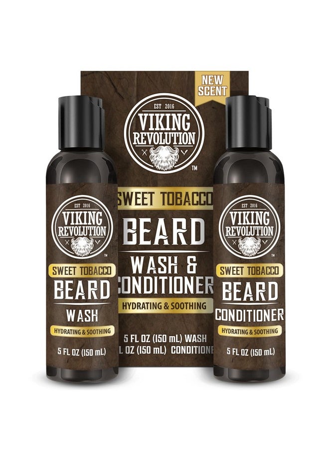 Viking Revolution Beard Wash And Beard Conditioner For Men With Argan Oil And Jojoba Oil - Beard Softener And Strengthener Beard Care Beard Shampoo And Conditioner With Beard Oil (5Oz, Sweet Tobacco)  - Image 1