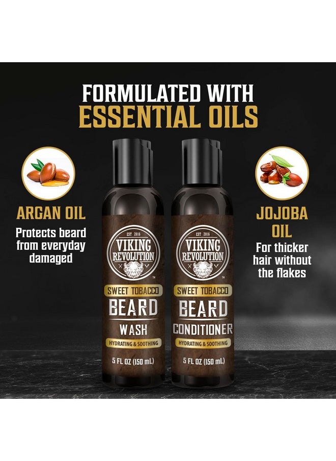 Viking Revolution Beard Wash And Beard Conditioner For Men With Argan Oil And Jojoba Oil - Beard Softener And Strengthener Beard Care Beard Shampoo And Conditioner With Beard Oil (5Oz, Sweet Tobacco)  - Image 3