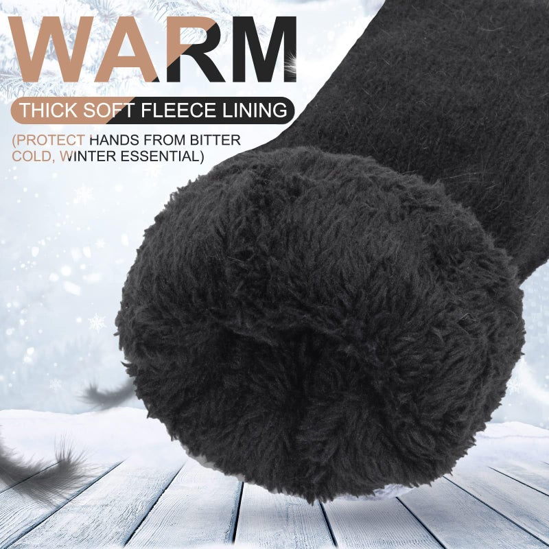 Eohak Women Men Winter Gloves Warm Lining - Winter Knitted Mittens Gloves Cold Weather Gloves - Image 3