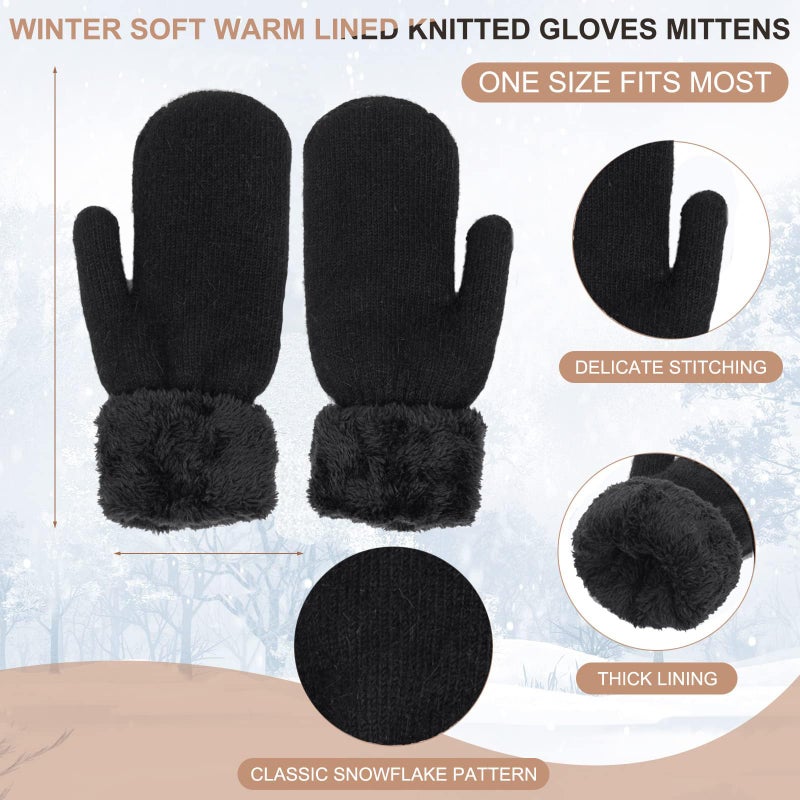 Eohak Women Men Winter Gloves Warm Lining - Winter Knitted Mittens Gloves Cold Weather Gloves - Image 2