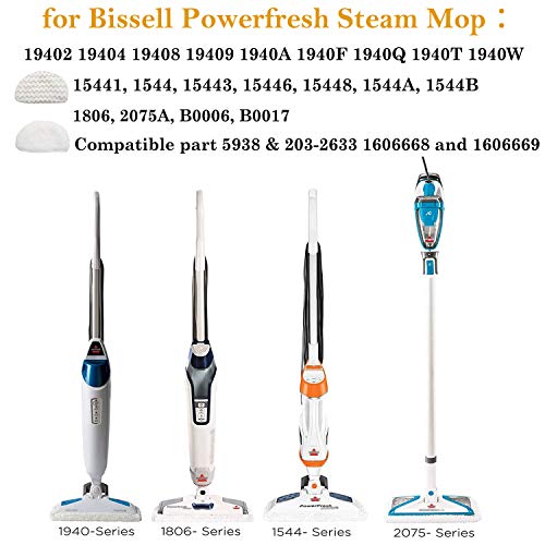 FFsign 8 Pack Replacement Steam Mop Pads for Bissell Powerfresh Steam Mop 1940 1440 1544 1806 2075 Series, Model 19402 19404 19408 19409 1940a 1940f 1940q 1940t 1940w B0006 B0017, Washable Cleaning Pads - Image 4