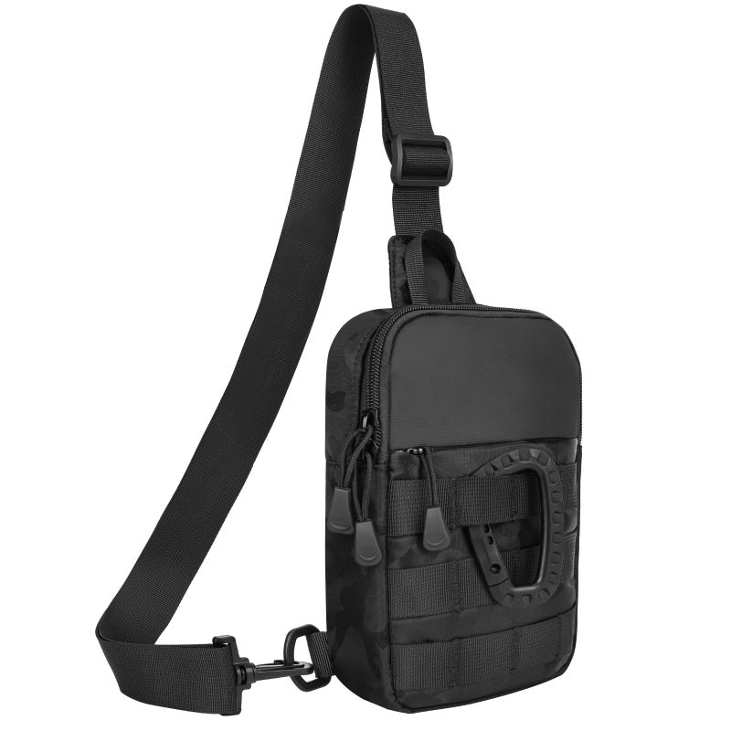 DEYACE Small Sling Bag for Men, Tactical Inspired Waterproof Utility EDC Mini Crossbody Chest Bag for Travel Work Sport (Black Camo) - Image 1