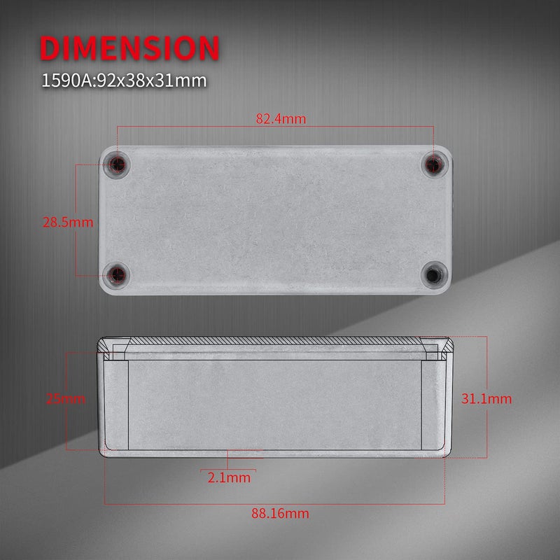 DaierTek 1590A Metal Guitar Pedal Enclosure Diecast Aluminum Stomp Box Case 92x38x31 MM Unfinished for Guitar Effect Toggle Switch Box - Image 3