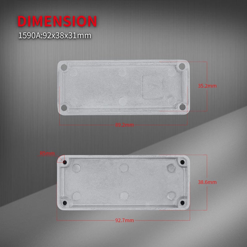 DaierTek 1590A Metal Guitar Pedal Enclosure Diecast Aluminum Stomp Box Case 92x38x31 MM Unfinished for Guitar Effect Toggle Switch Box - Image 4