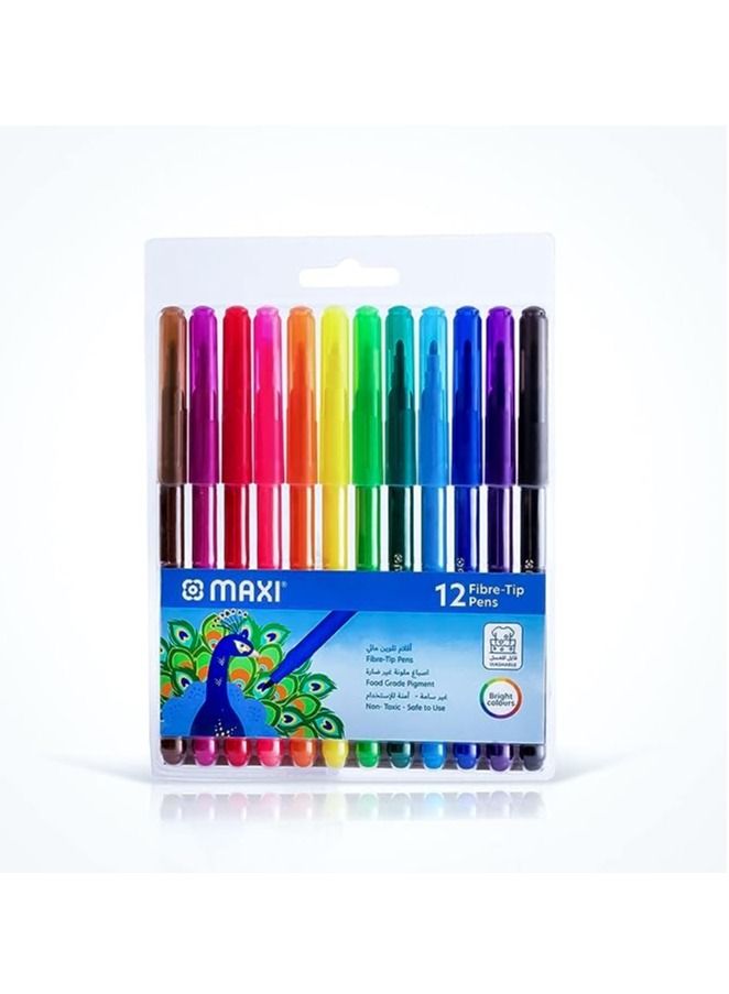 Maxi Maxi Washable Felt-Tip Pens 12 Color In A Wallet  - Image 1
