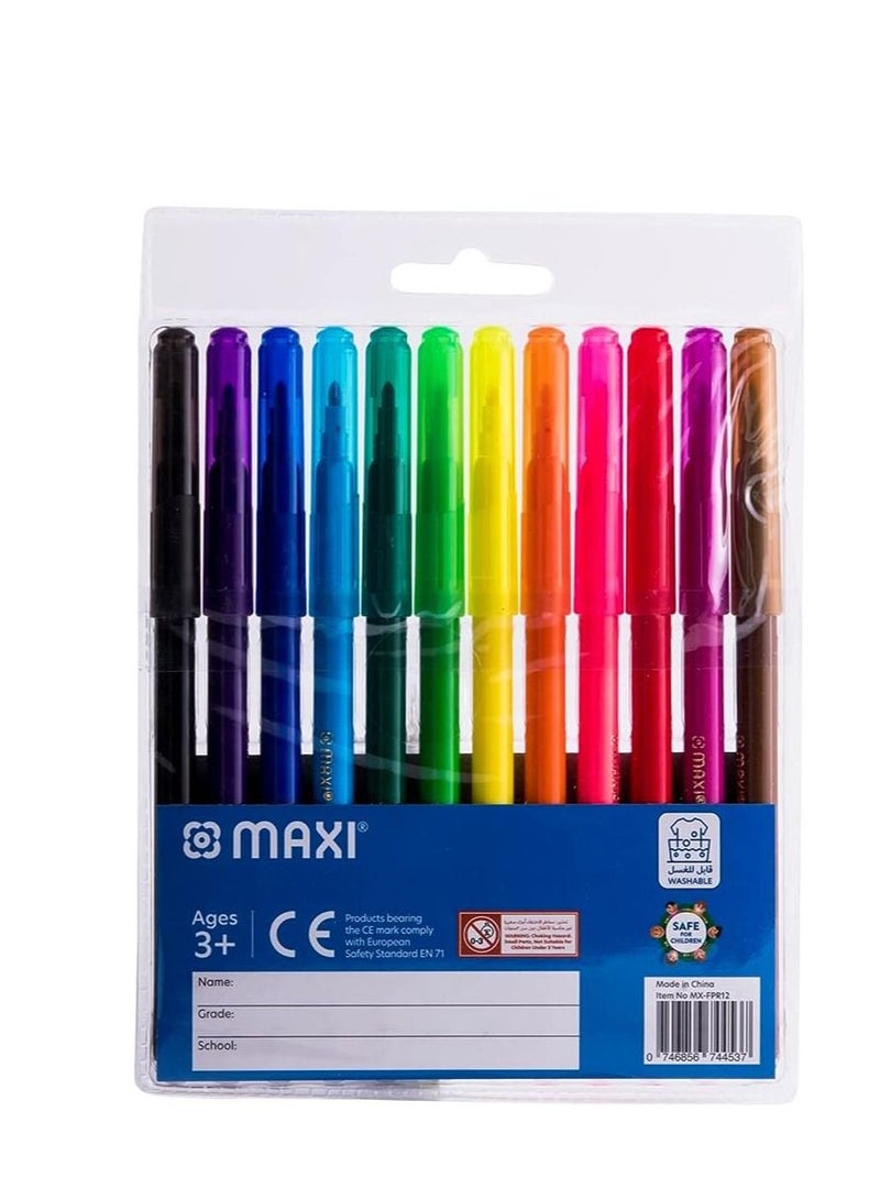 Maxi Maxi Washable Felt-Tip Pens 12 Color In A Wallet  - Image 3