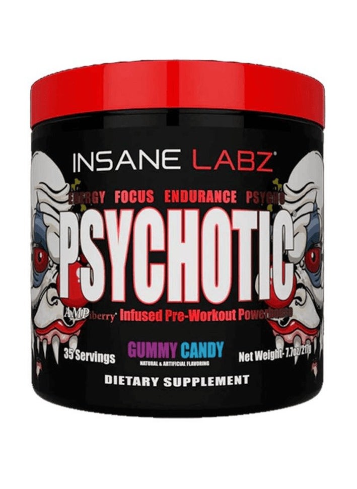 Insane labz Insane Labz Psychotic, High Stimulant Pre Workout Powder, Extreme Lasting Energy, Focus and Endurance with Beta Alanine, Creatine Monohydrate DMAE, 35 Srvgs (Gummy Candy)  - Image 1