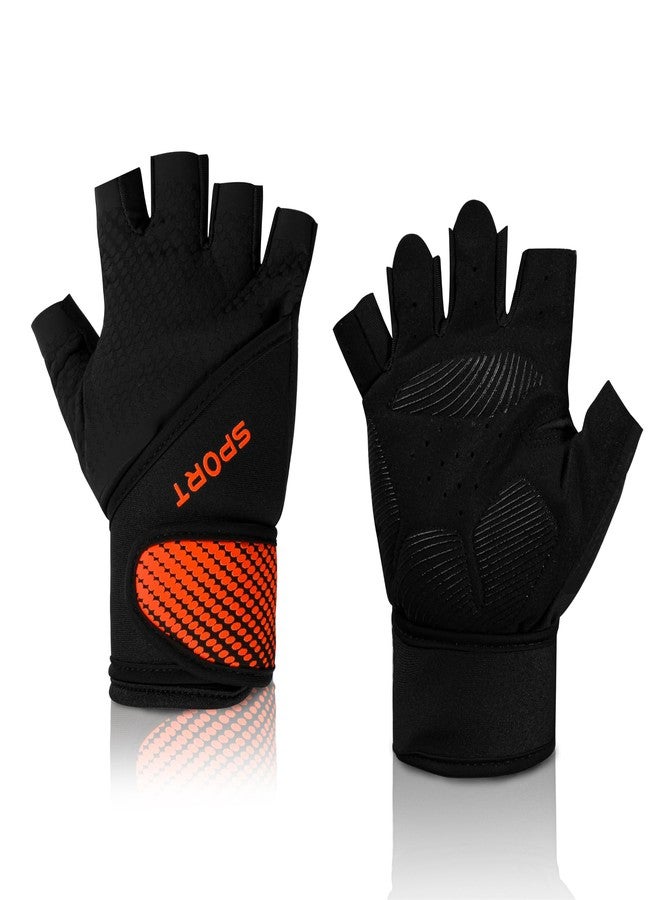 BADOWL Gym Gloves for Men & Women with Wrist Support Accessories | Gloves for Professional Weightlifting, Cycling & General Workout (Orange - XL) - Image 2