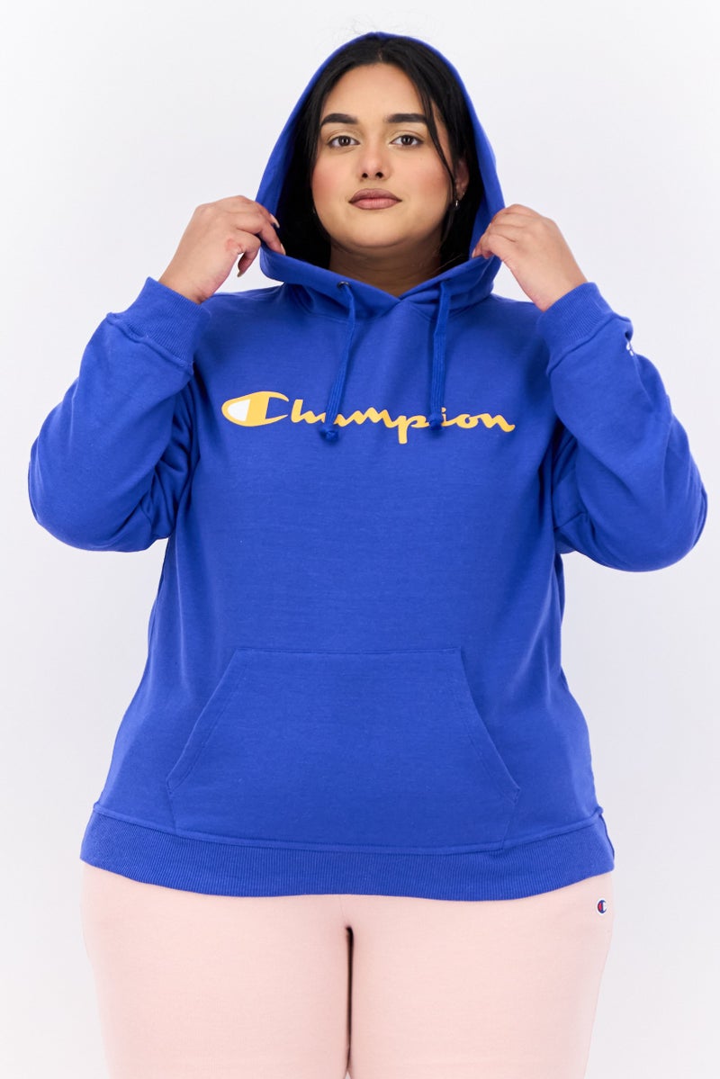 Champion Women Plus Size Long Sleeves Outdoor Hooded Sweatshirt, Teal Blue - Image 1