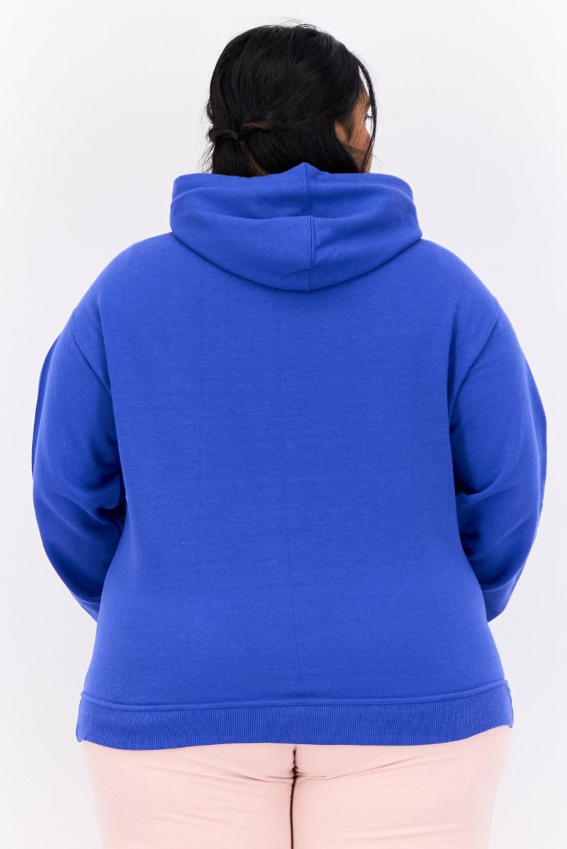 Champion Women Plus Size Long Sleeves Outdoor Hooded Sweatshirt, Teal Blue - Image 2