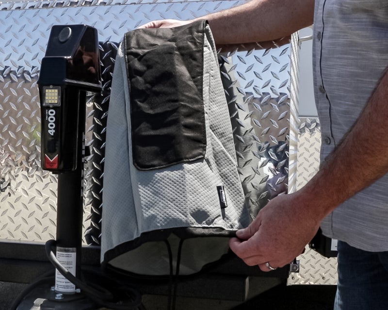 Camco EAZ-Lift Electric Tongue Jack Head Cover - Features 3 Layers of Water-Resilient Breathable Material & Adjustable Drawstring Closure - Measures 18” (H) x 7.5” (W) x 8.5” (L) (48356) - Image 3