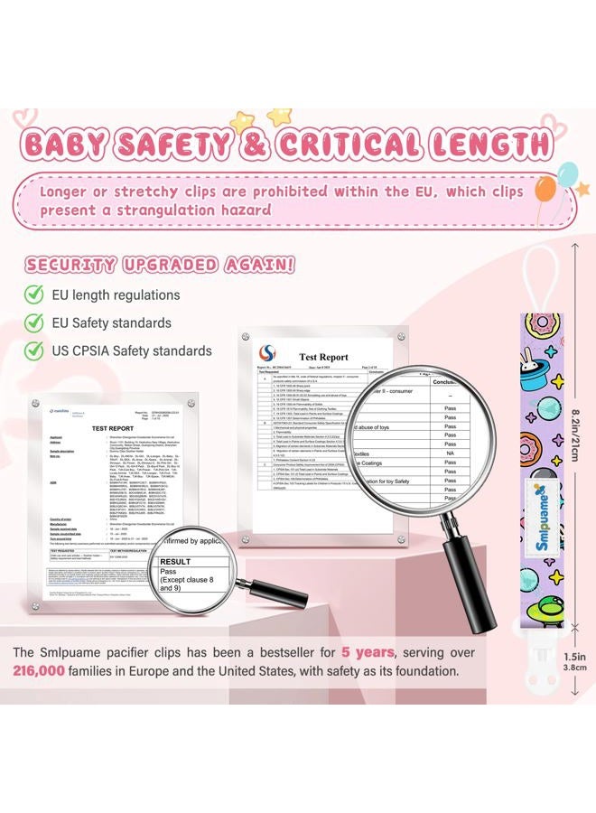 Smlpuame Baby Dummy Chain Girls, Pack of 6 BPA-Free Dummy Strap Fabric Girls, Dummy Chain Fits Most Dummies and Teething Toys, Dummy Clips for Baby (Travel in Space) - Image 3