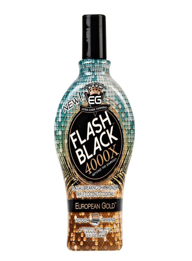 Flash Black European Gold Flash Black 4000X Indoor Tanning Lotion with Time-Release DHA Bronzers, 12 oz - Image 1