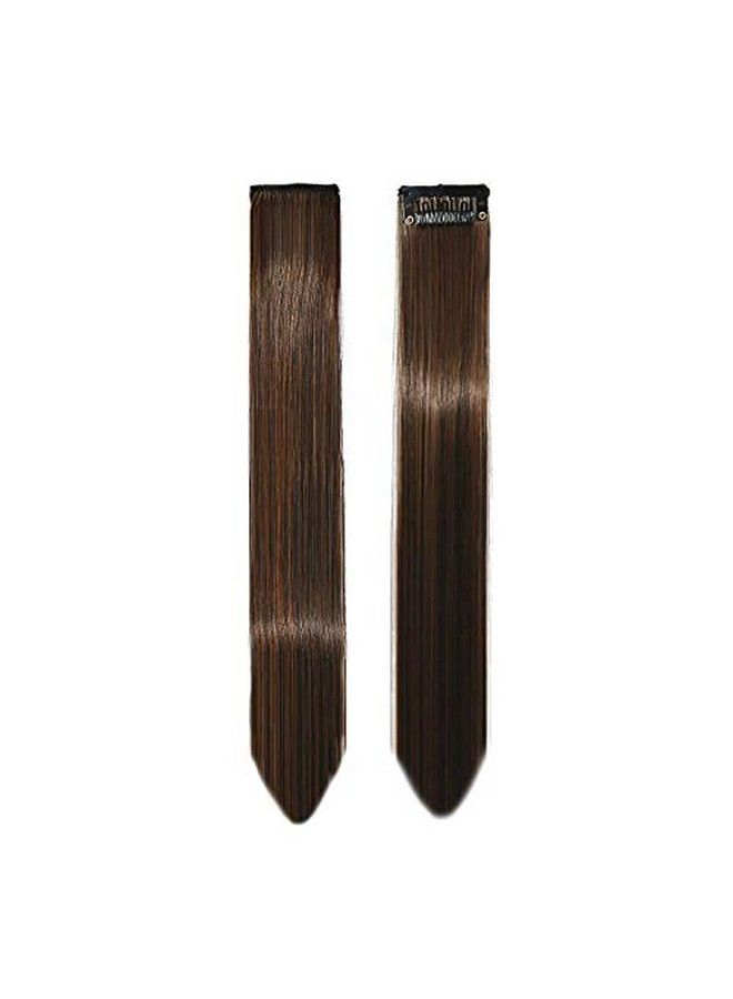 Paradise Straight Hair Streaks Colored Extension Highlighter For Women Girls And Kids (Set Of 6 pc) (Medium Brown)  - Image 4