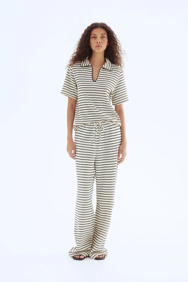 H&M Textured-knit collared top