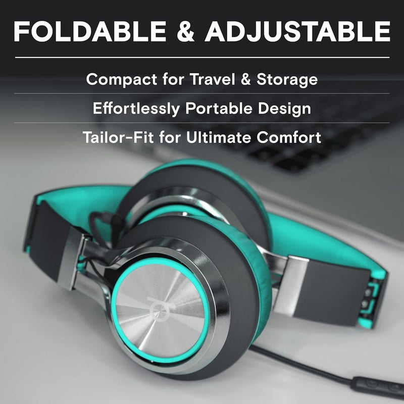 Artix CL750 Wired Headphones with Mic & Volume Control — Noise Isolating On-Ear Headphones for Computer and Laptop Wired, Plug in Corded Headphone Over Ear with Wire (Foldable, Aux Jack 3.5mm) - Image 3
