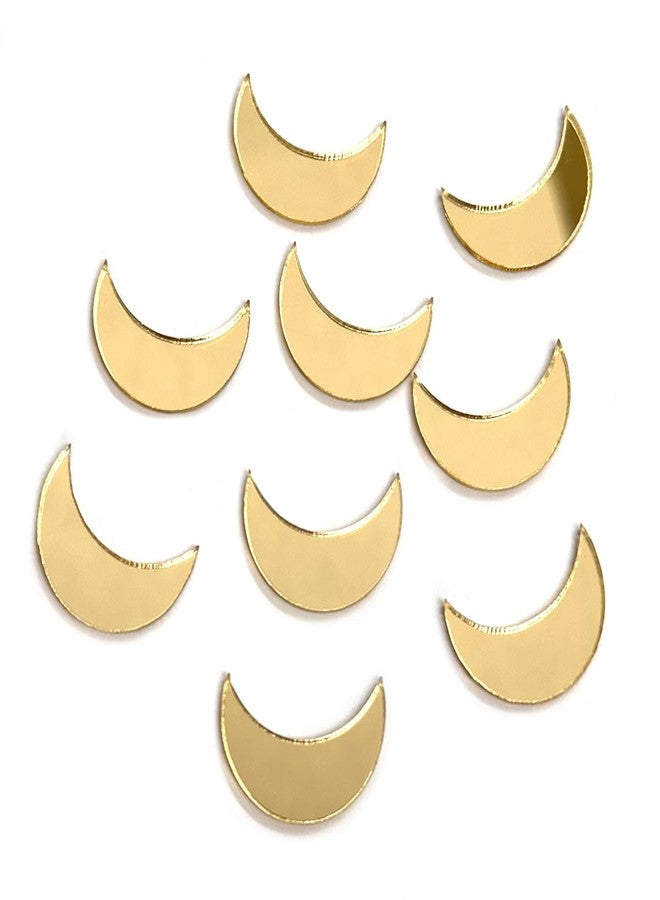 Embroiderymaterial Acrylic Shisha Mirrors for Embroidery, Craft, Lippan Art, DIY & More (Gold Color Half Moon Shape, 25 Pieces) - Image 1