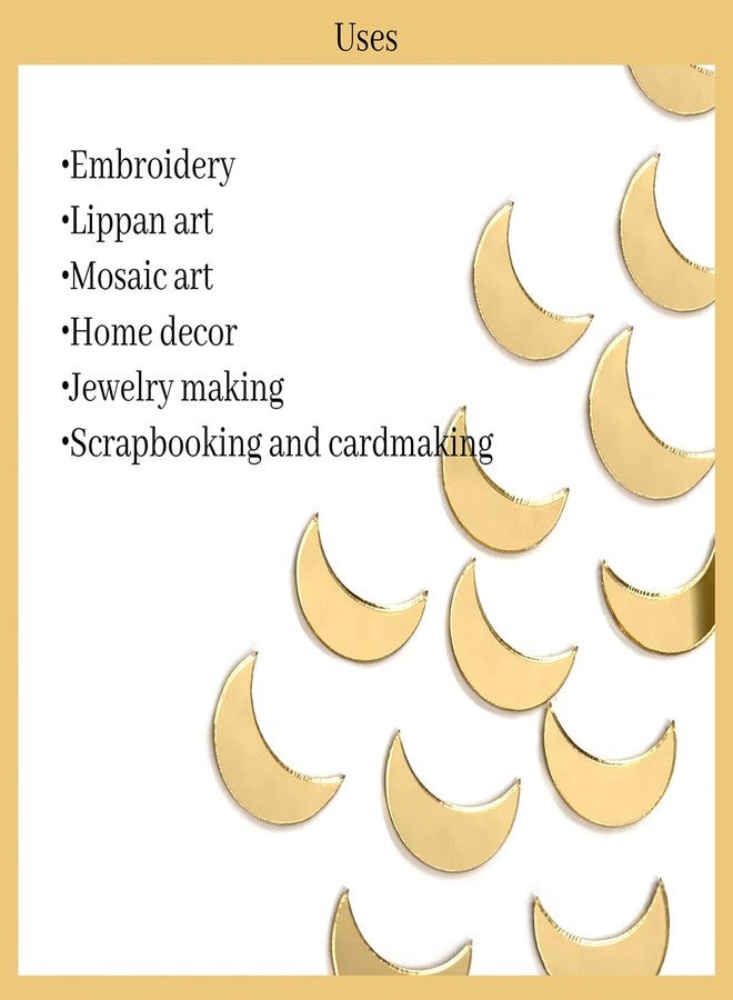Embroiderymaterial Acrylic Shisha Mirrors for Embroidery, Craft, Lippan Art, DIY & More (Gold Color Half Moon Shape, 25 Pieces) - Image 5