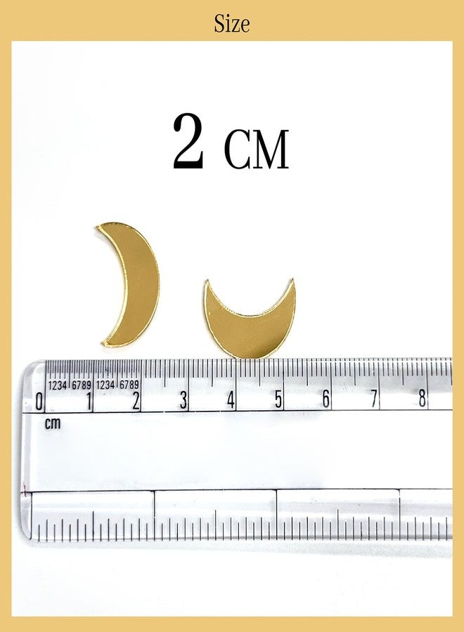 Embroiderymaterial Acrylic Shisha Mirrors for Embroidery, Craft, Lippan Art, DIY & More (Gold Color Half Moon Shape, 25 Pieces) - Image 2