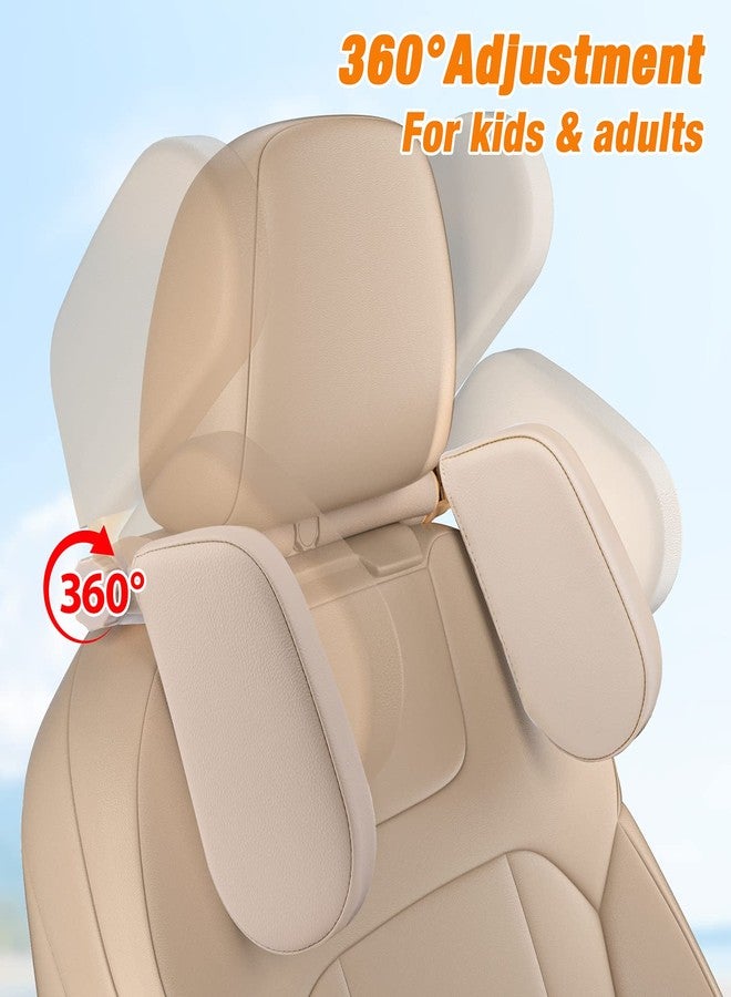 Heapany Car Seat Headrest Pillow, 360° Adjustable Car Seat Head Neck Support Rest Cushion, Travel Car Sleeping Pillow for Kids Adults-Beige - Image 5