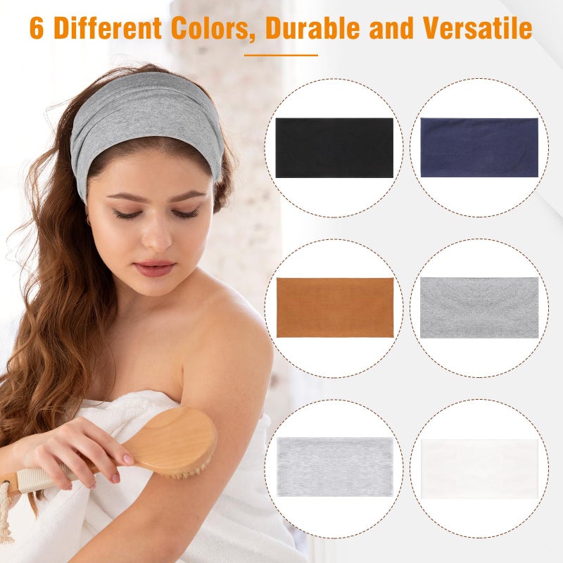 obeoby 6 Pack Wide Sports Headbands, Non Slip Head Bands for Women's Hair Cotton Stretchy Hair Bands for Women Girls (Width 4.7 inches) - Image 5