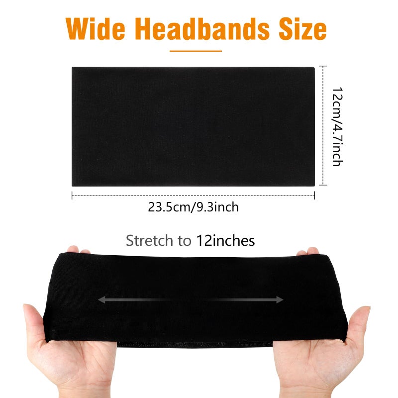 obeoby 6 Pack Wide Sports Headbands, Non Slip Head Bands for Women's Hair Cotton Stretchy Hair Bands for Women Girls (Width 4.7 inches) - Image 3