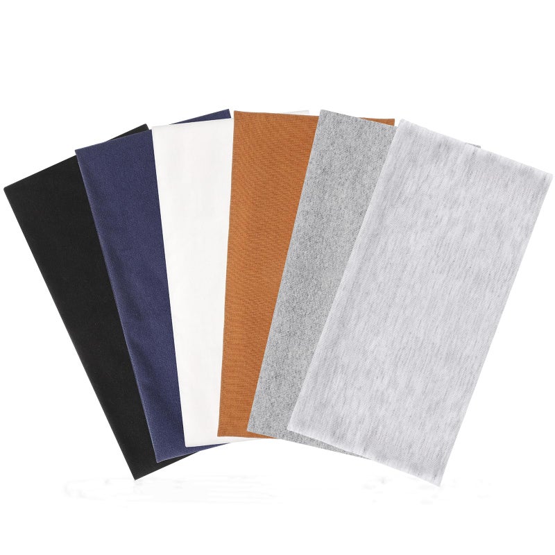 obeoby 6 Pack Wide Sports Headbands, Non Slip Head Bands for Women's Hair Cotton Stretchy Hair Bands for Women Girls (Width 4.7 inches) - Image 1