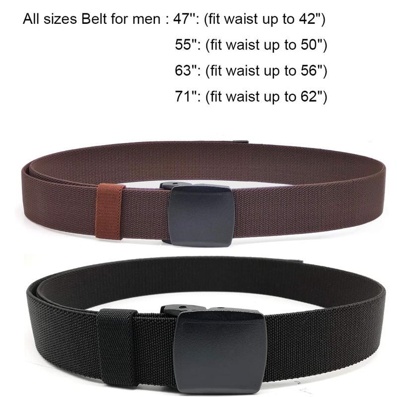 HOANAN 2-Pack Elastic Stretch Belt, Menâ€™s All Size No Metal Nylon Tactical Hiking Belt (Fit up to 50", Blackcoffee) - Image 5
