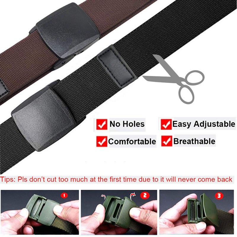 HOANAN 2-Pack Elastic Stretch Belt, Menâ€™s All Size No Metal Nylon Tactical Hiking Belt (Fit up to 50", Blackcoffee) - Image 4