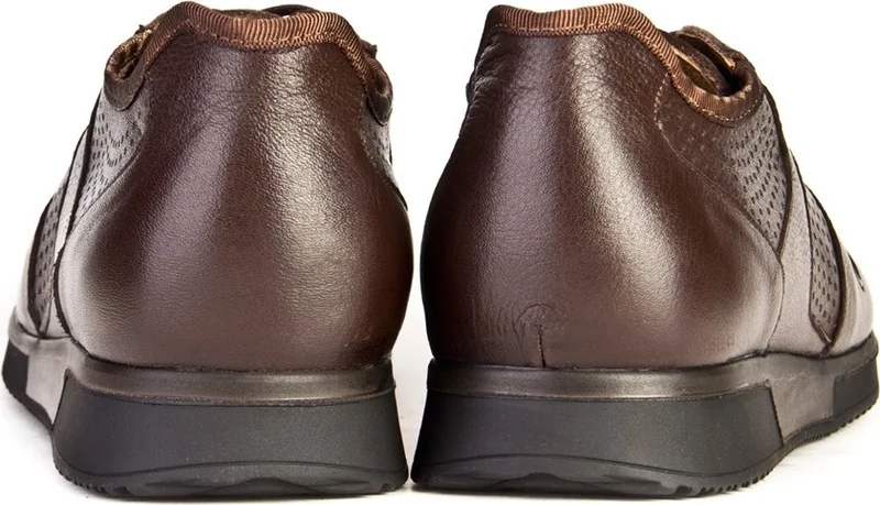 كاباني Men's Laser Detailed Lace Up Large Size Sneaker Shoes 183M1306 Brown