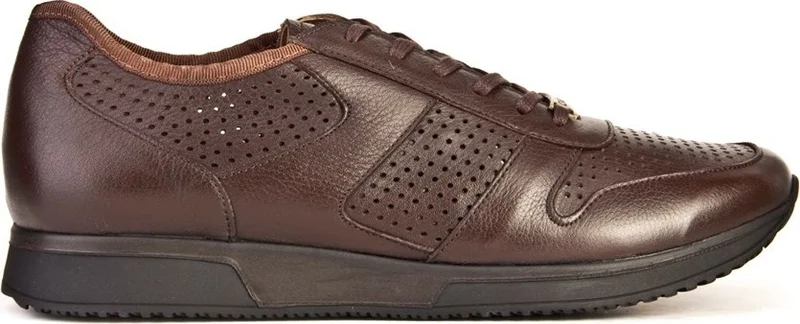 كاباني Men's Laser Detailed Lace Up Large Size Sneaker Shoes 183M1306 Brown