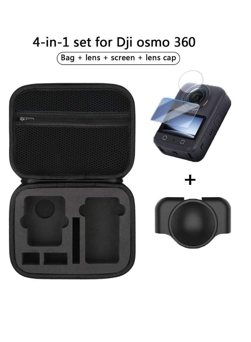 3 in 1 Set Screen Protector Accessoriesfor Dji OSMO 360, HD Display Film with Silicone Lens Cap 9H Hardness Soft film and Travel Portable Bag - Image 1