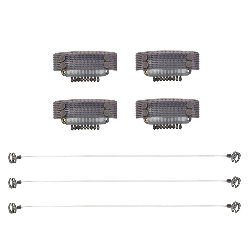 3 Pcs Invisible Elastic Wire for Hair Extensions with 4 Pcs Stainless Steel Wig Clips Dark Brown